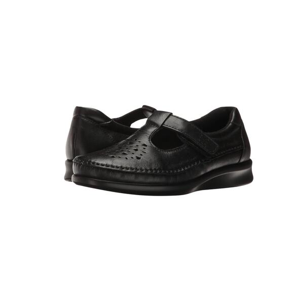SAS Willow Leather Loafer Women Sz 9N Black Cutout Tripad Comfy Retro Made USA - Picture 1 of 15